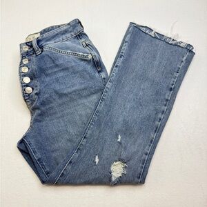 We The Free Size 27 Wide Leg Blue Jeans with Distressed Detail
